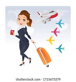 Businesswoman Travel To Work Abroad