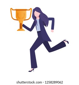 businesswoman with trophy avatar character