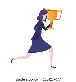 businesswoman with trophy avatar character