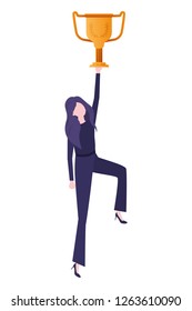 businesswoman with trophy avatar character