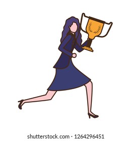 businesswoman with trophy avatar character