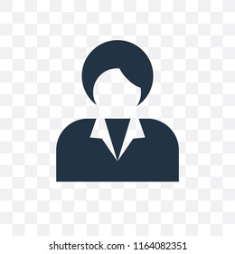 Businesswoman vector icon isolated on transparent background, Businesswoman logo concept