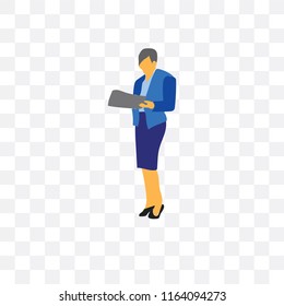 Businesswoman vector icon isolated on transparent background, Businesswoman logo concept