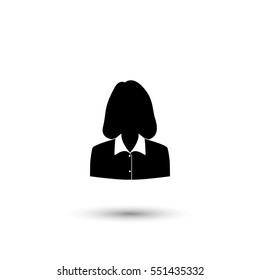 Businesswoman vector icon with round  shadow