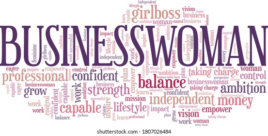 Businesswoman vector illustration word cloud isolated on a white background.