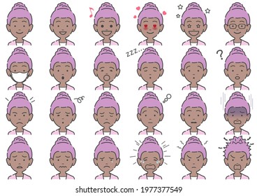 Businesswoman Vector Various Facial Expressions Set Isolated On A White Background. Easy To Use Clipart Set Isolated On A White Background.