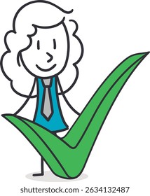 Businesswoman with Verification and Approval with a Green Checkmark. Concept of successful.