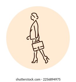 Businesswoman walking color line icon. Female entrepreneur. Pictogram for web page, mobile app, promo.