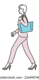Businesswoman walking with a smile [Vector illustration].