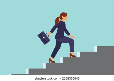 Businesswoman walking up the stairs, a woman working professional climbing up the stairs