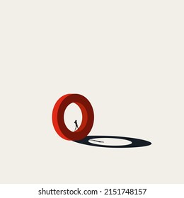 Businesswoman walks in circle vector concept. Symbol of mundane job, no ambition career. Minimal design eps10 illustration