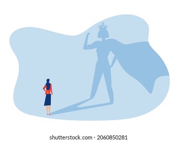 Businesswoman Watches His Dream With Impower Woman About Victory,Success, Leadership Career Concept Vector Illustration.