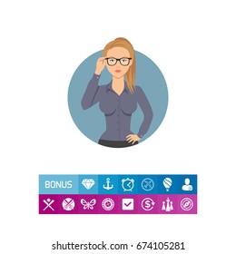 Businesswoman wearing glasses