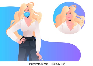 businesswoman wearing mask to prevent coronavirus pandemic successful business woman leader portrait vector illustration