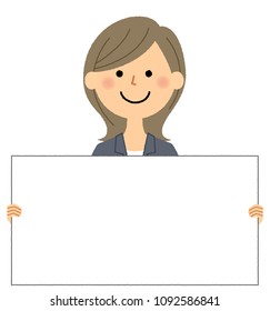 Businesswoman with white board