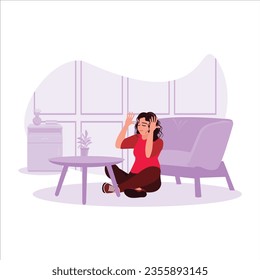 A businesswoman who is depressed or stressed because of being laid off from work is unfortunate. Mental health concept. Trend Modern vector flat illustration