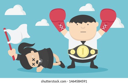 businesswoman who has shown the defeat to a male businessman in her office because she was exploited.