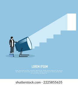 Businesswoman who wants to shine. looking for a way out of a problem. businessman flashes the door.