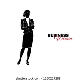 Businesswoman. Woman in business suit. 
Businesswoman folded her arms across her chest