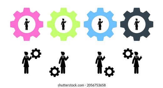Businesswoman, woman vector icon in gear set illustration for ui and ux, website or mobile application