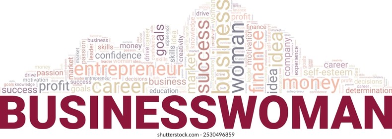 Businesswoman word cloud conceptual design isolated on white background.