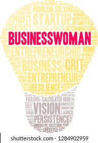 Businesswoman word cloud on a white background. 