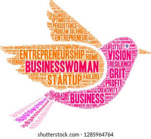 Businesswoman word cloud on a white background. 