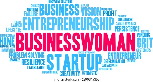 Businesswoman word cloud on a white background. 