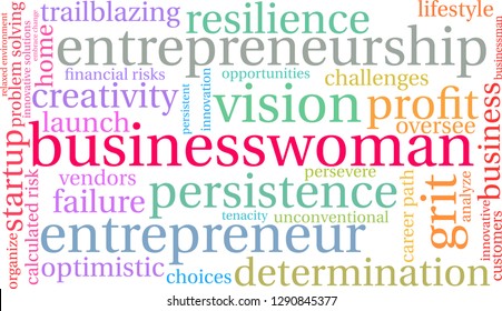 Businesswoman word cloud on a white background. 