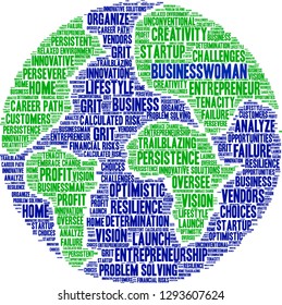 Businesswoman word cloud on a white background. 