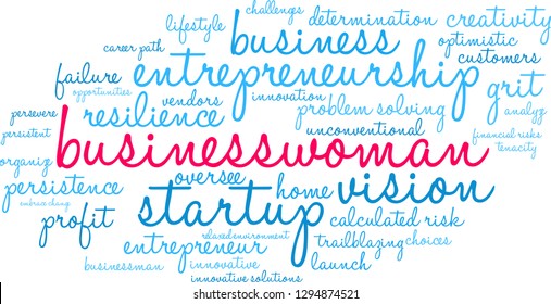 Businesswoman word cloud on a white background. 