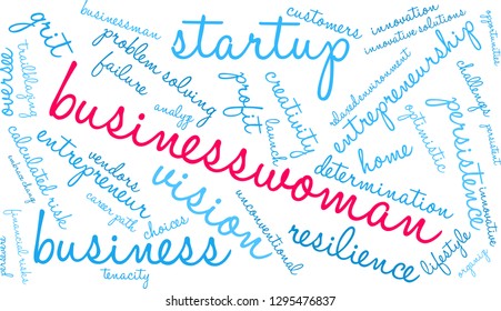 Businesswoman word cloud on a white background. 