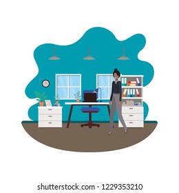 businesswoman in the work office avatar character