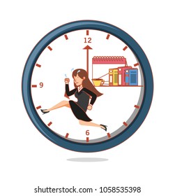businesswoman with work time elements