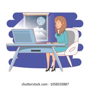 businesswoman with work time elements
