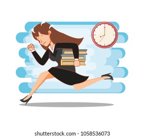 businesswoman with work time elements