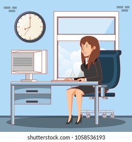 businesswoman with work time elements