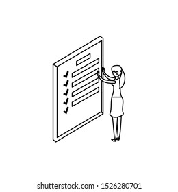 businesswoman worker with documents files vector illustration design