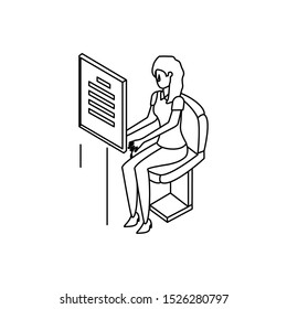 businesswoman worker with documents files vector illustration design