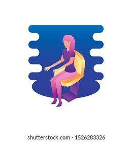 businesswoman worker seated in armchair vector illustration design