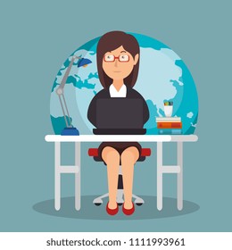 businesswoman working avatar character