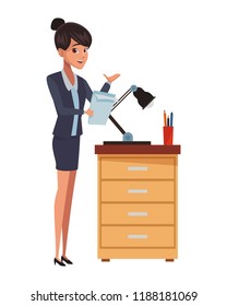 Businesswoman working cartoon