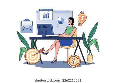 Businesswoman Working With Desktop Computer