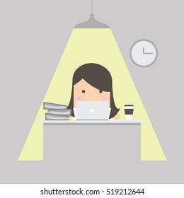 Businesswoman working with Laptop. vector