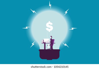 Businesswoman working and marketing. Vector illustration occupation business concept.