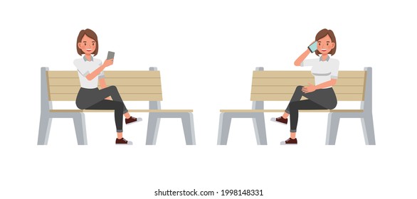 Businesswoman working in office character vector design. Presentation in various action.