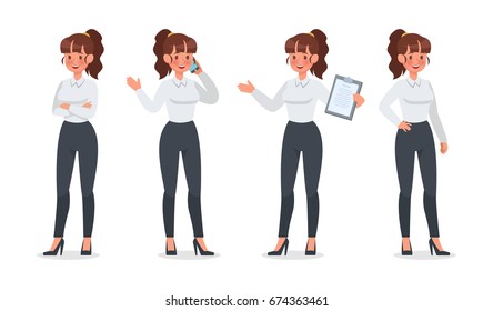 businesswoman working in office character vector design