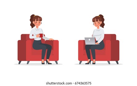 businesswoman working in office character vector design