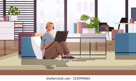 businesswoman working on laptop business woman freelancer using notebook social media communication