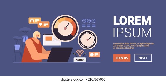 businesswoman working on laptop with stress scale emotional overload stress level increased productivity frustration